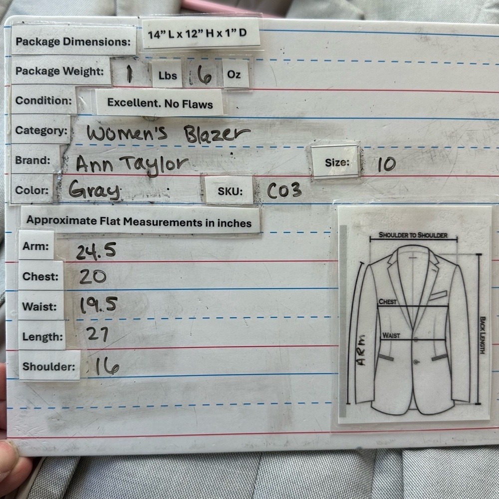 Ann Taylor Light Gray Size 10 Two Button‎ Tailored Blazer - Picture 10 of 10